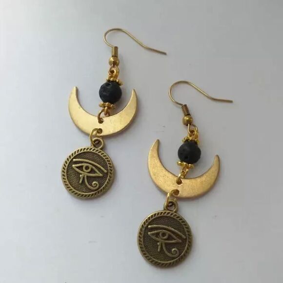 🌼 3/$24 🌼 Gold Plated Eye of Horus Statement Earrings - Picture 1 of 9